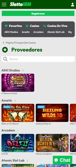 Slottojam proveedores