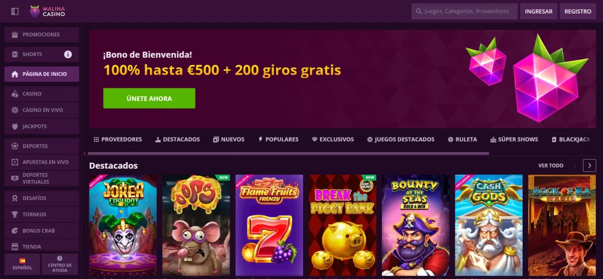 Retiro seguro de fondos en el casino Malina