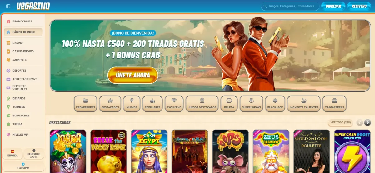 Vegasino casino y casa de apuestas europea