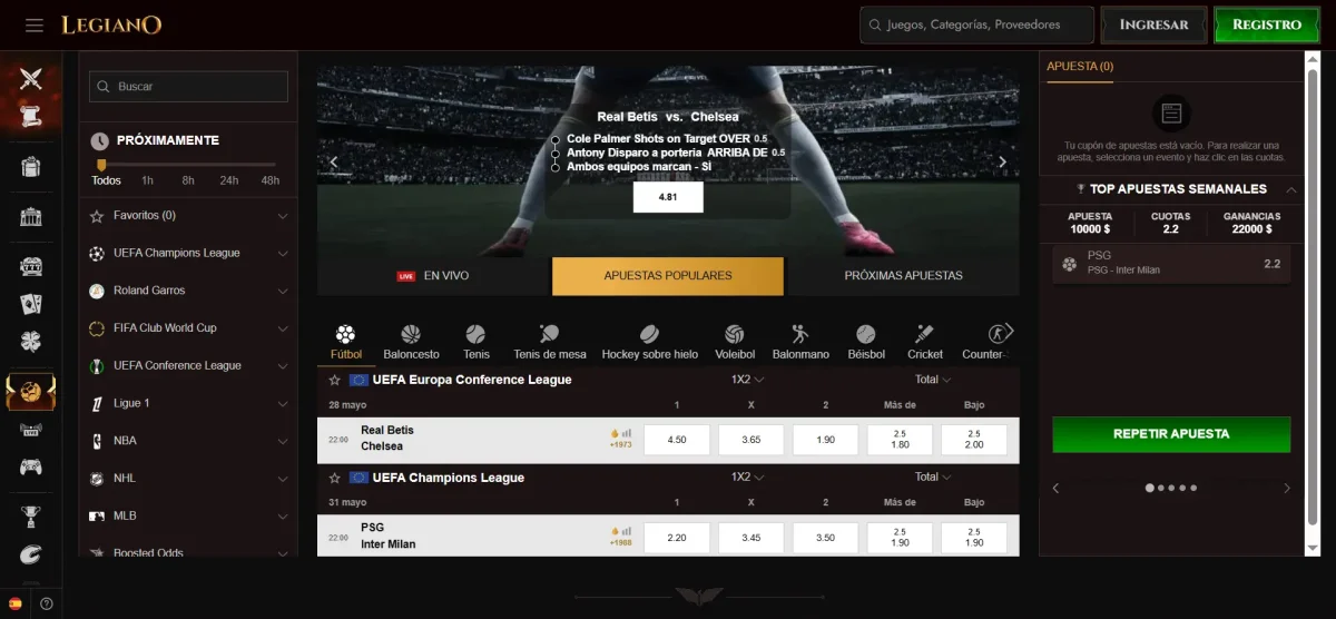 Legiano: la mejor casa de apuestas sin licencia para apuestas en vivo