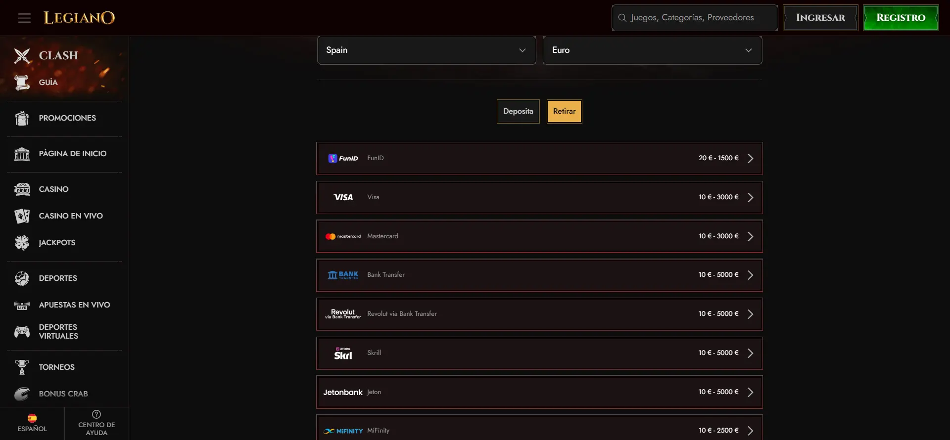 Retiros óptimos con Legiano