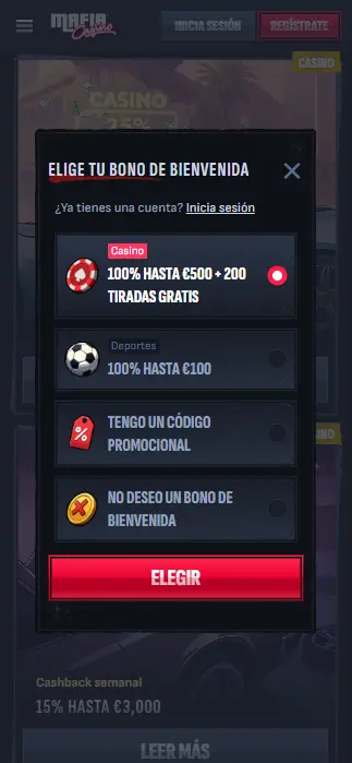 MafiaCasino-registrarse